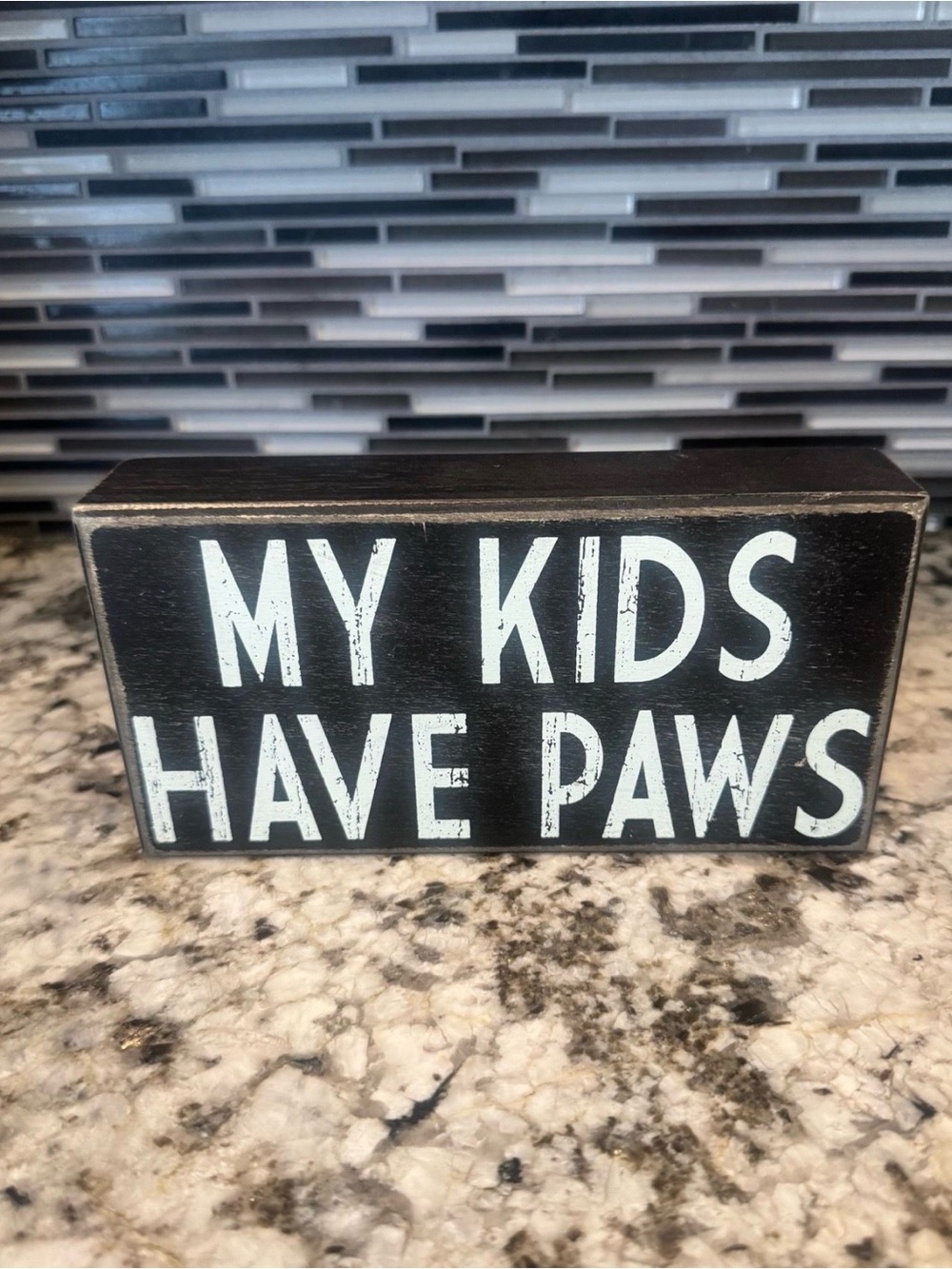 Kirklands Black & White "My Kids Have Paws" Block Sign